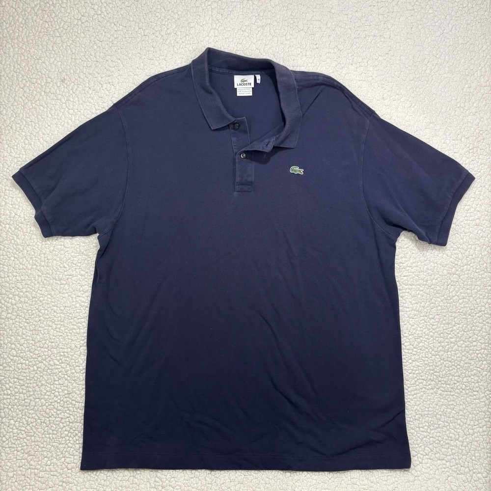 Lacoste Classic Polo Shirt Size 9R 4XL Navy Blue Pique Mesh Cotton Logo Preppy